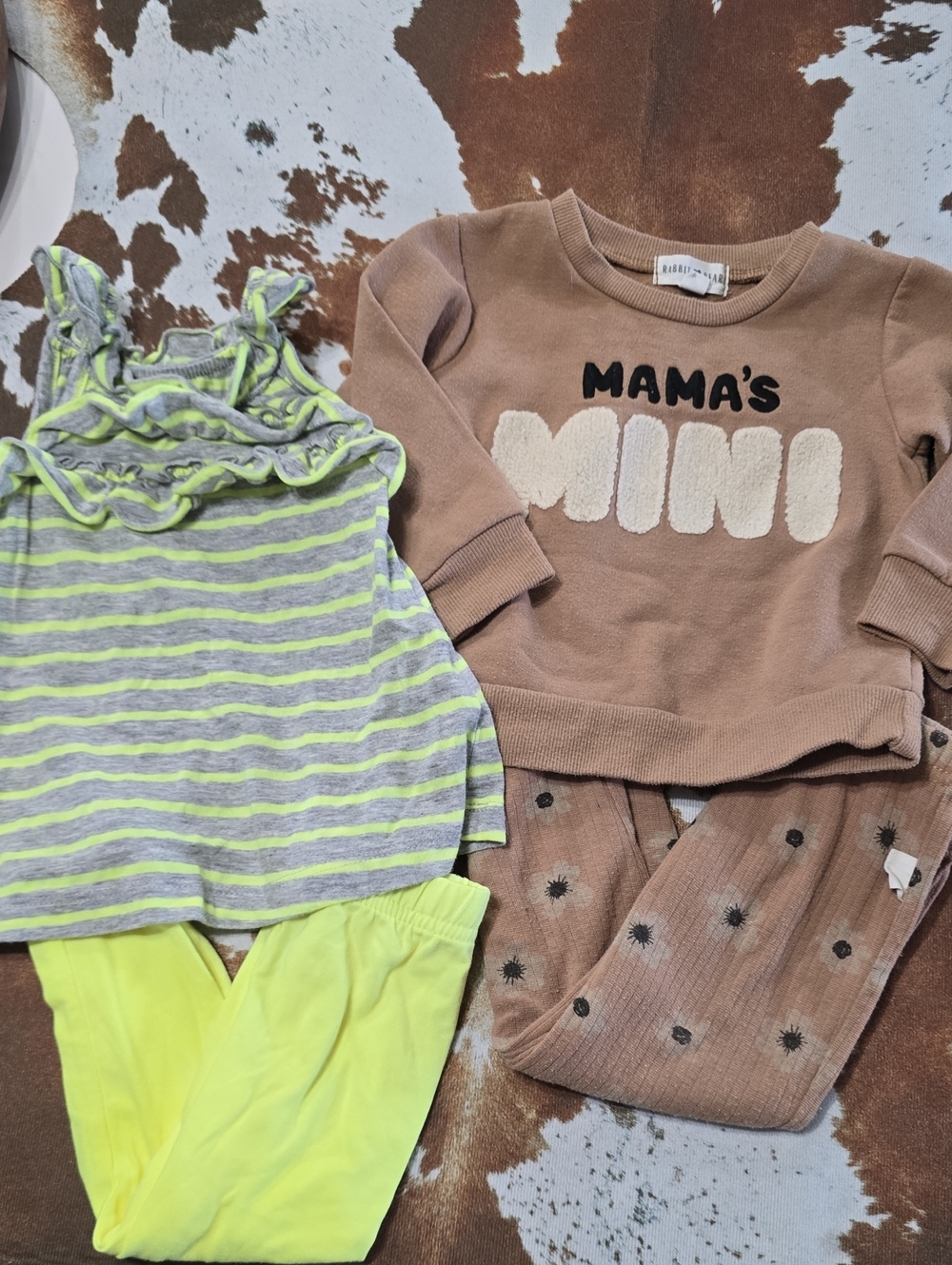 Mama's Mini Brown Outfit Set & Carters Dress Leggings Bundle 6 12